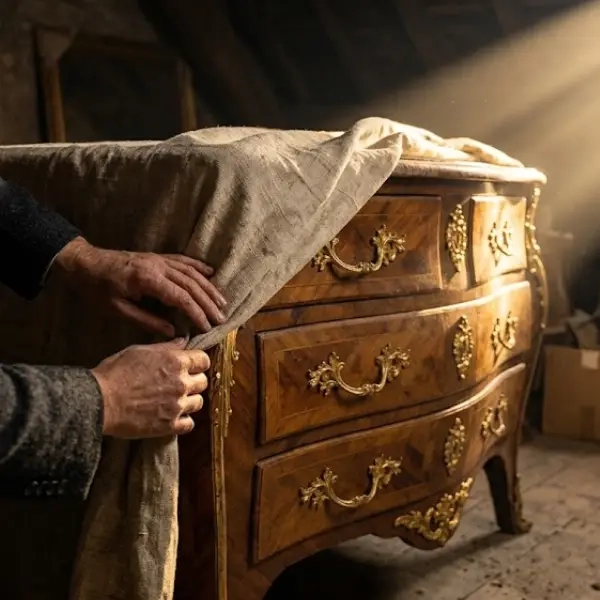 Meuble ancien de valeur oublié dans un grenier