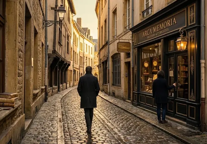 Rue pavée de Metz menant à la boutique rue de l’Abreuvoir
