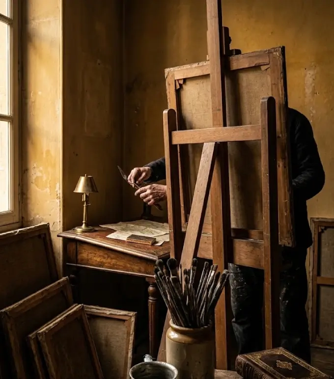 Atelier de peinture du fondateur, artiste titulaire d’un Master en Art